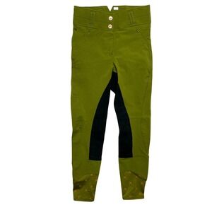 Aubrion Riding Breeches Pants Womens US 4 Green Black Horse Equestrian Stretch
